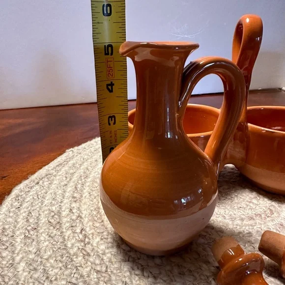 Williams Sonoma Vintage clay Ceramic Oil and Vinegar Cruet Set.